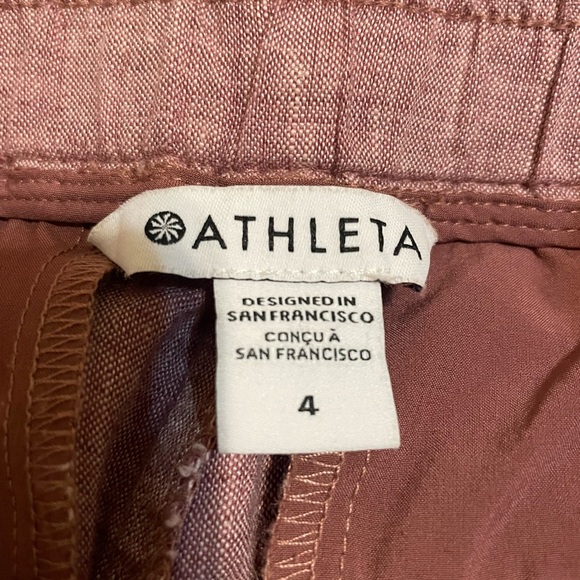 Athleta ‘Cabo’ Linen Pants. Sz 4 (small/medium). Tawny Orchid Rose color - Picture 5 of 10